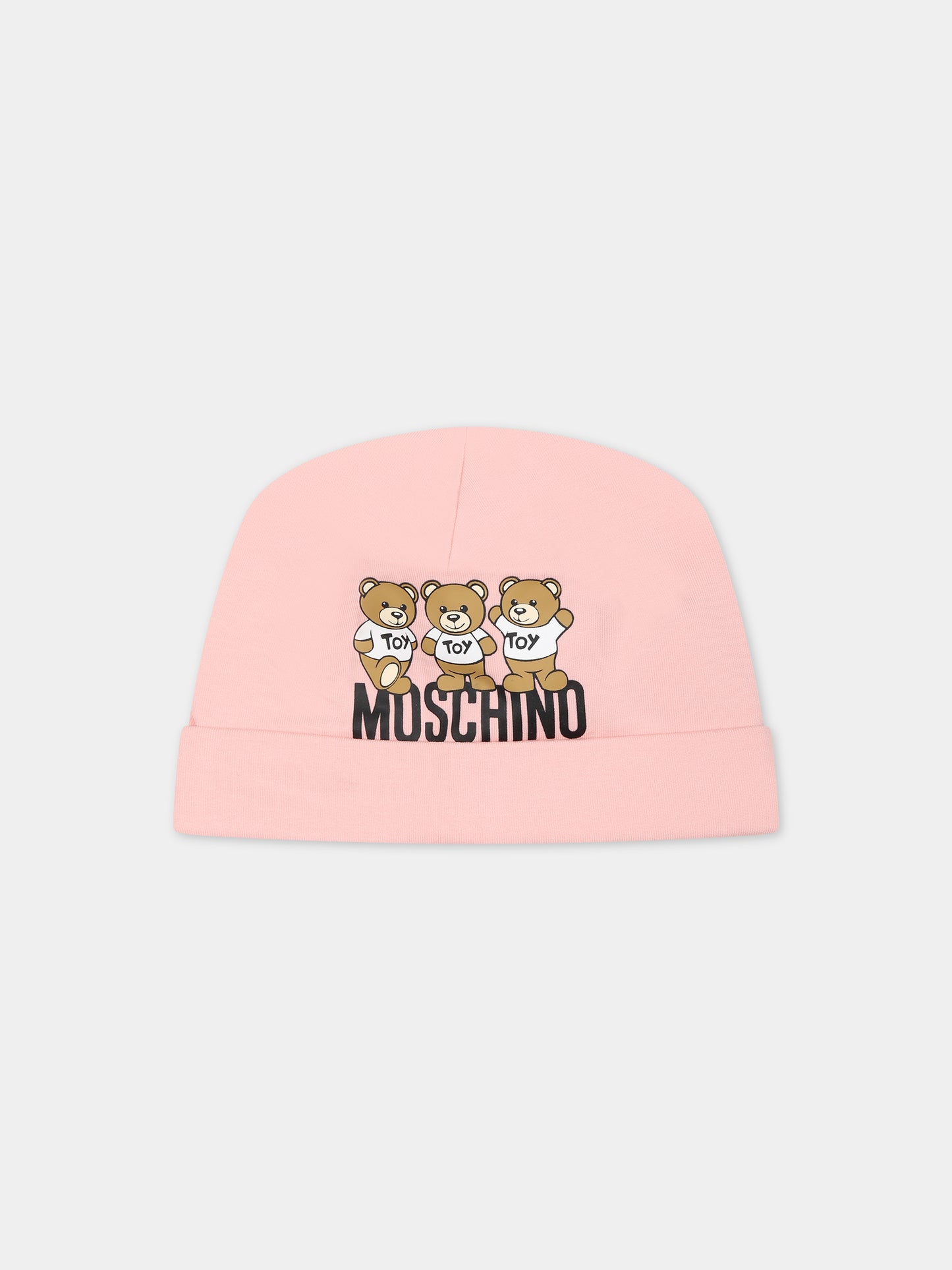Cappello rosa per neonata con Teddy Bears e logo,Moschino Kids,MZX031 LDA16 50209