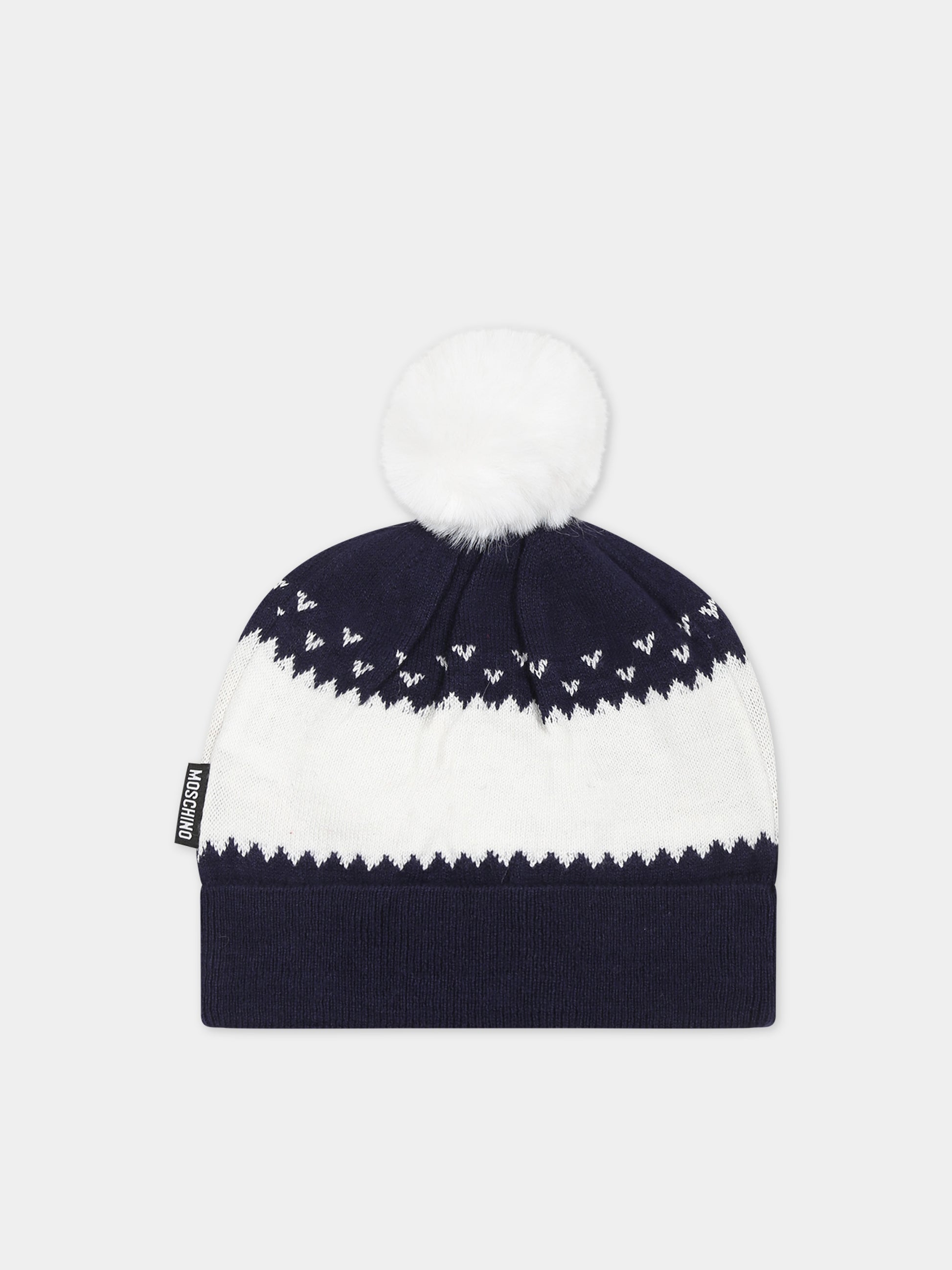 Cappello blu per neonati con Teddy Bears,Moschino Kids,MUX04F LHE43 40016