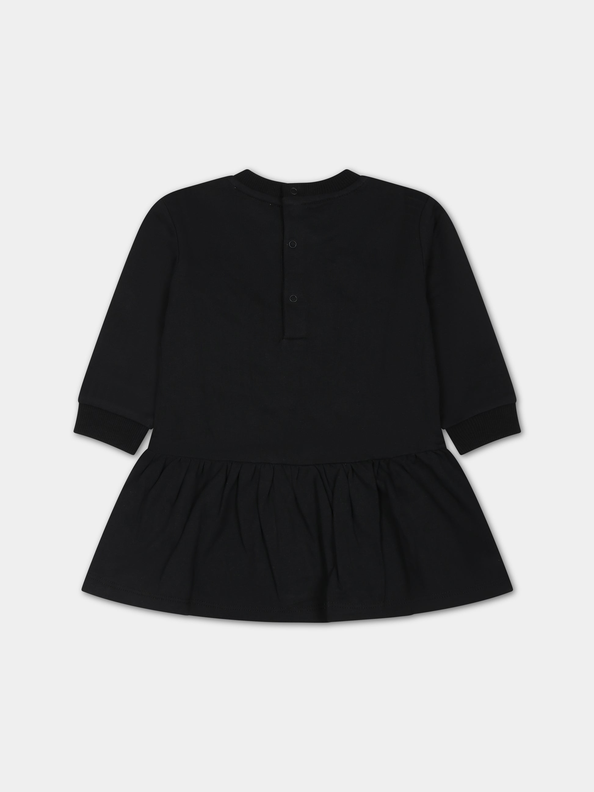 Vestito nero per neonata con Teddy Bears e logo,Moschino Kids,MAV09V LCA60 60100