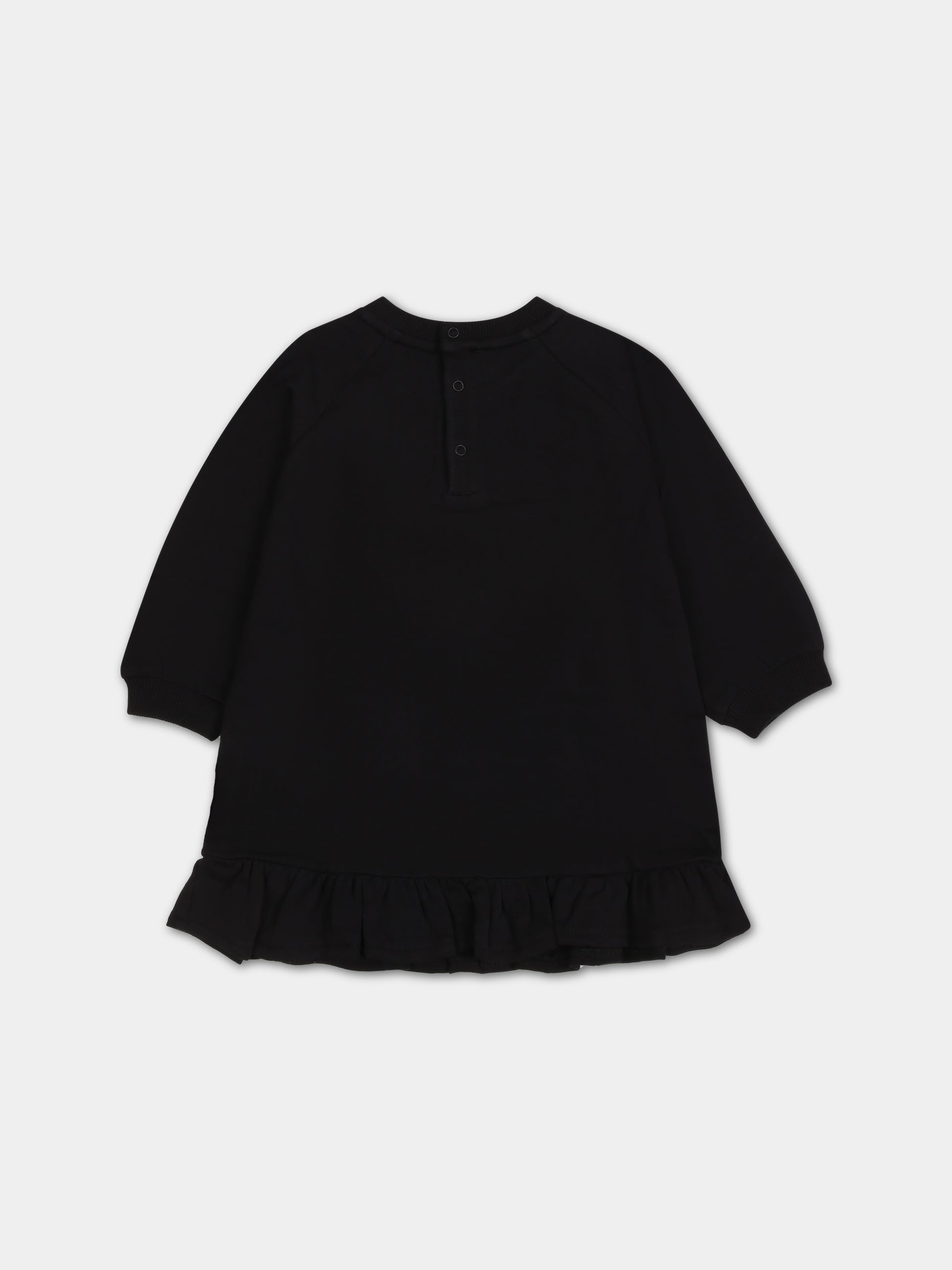 Vestito nero per neonata con Teddy Bear e logo,Moschino Kids,MDV0AP LDA14 60100