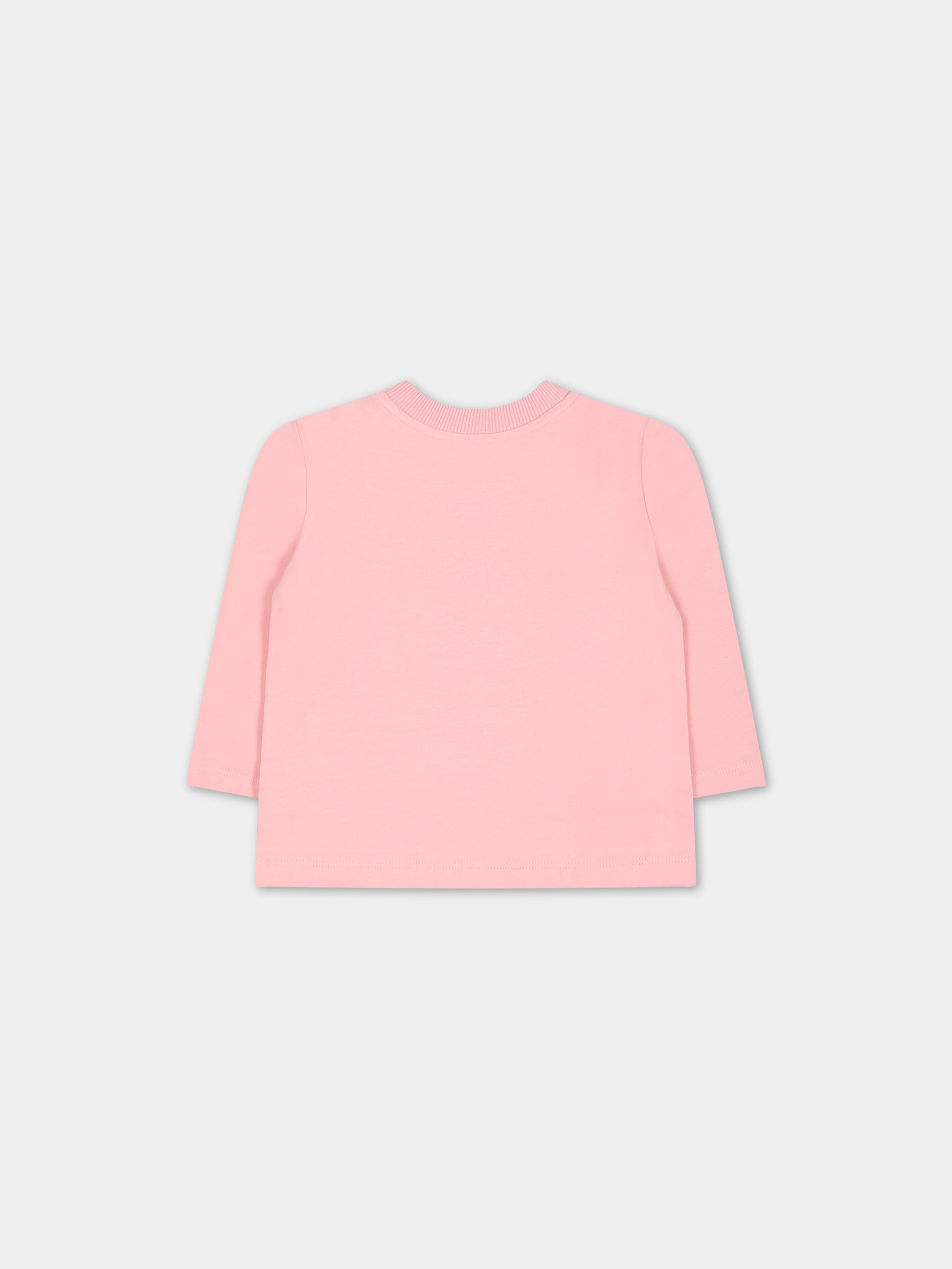 T-shirt rosa per neonata con Teddy Bear e cuore,Moschino Kids,MDO00L LBA11 50209