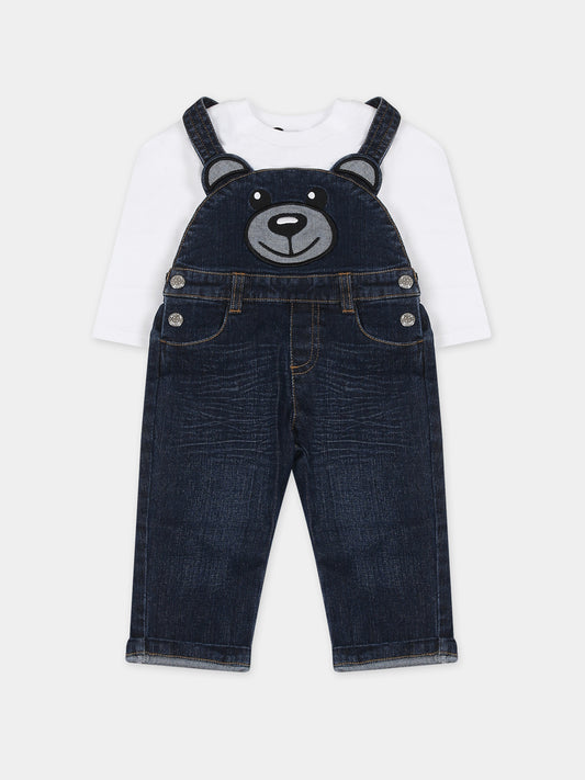 Completo blu per neonata con Teddy Bear,Moschino Kids,MUK04C LXE48 10101