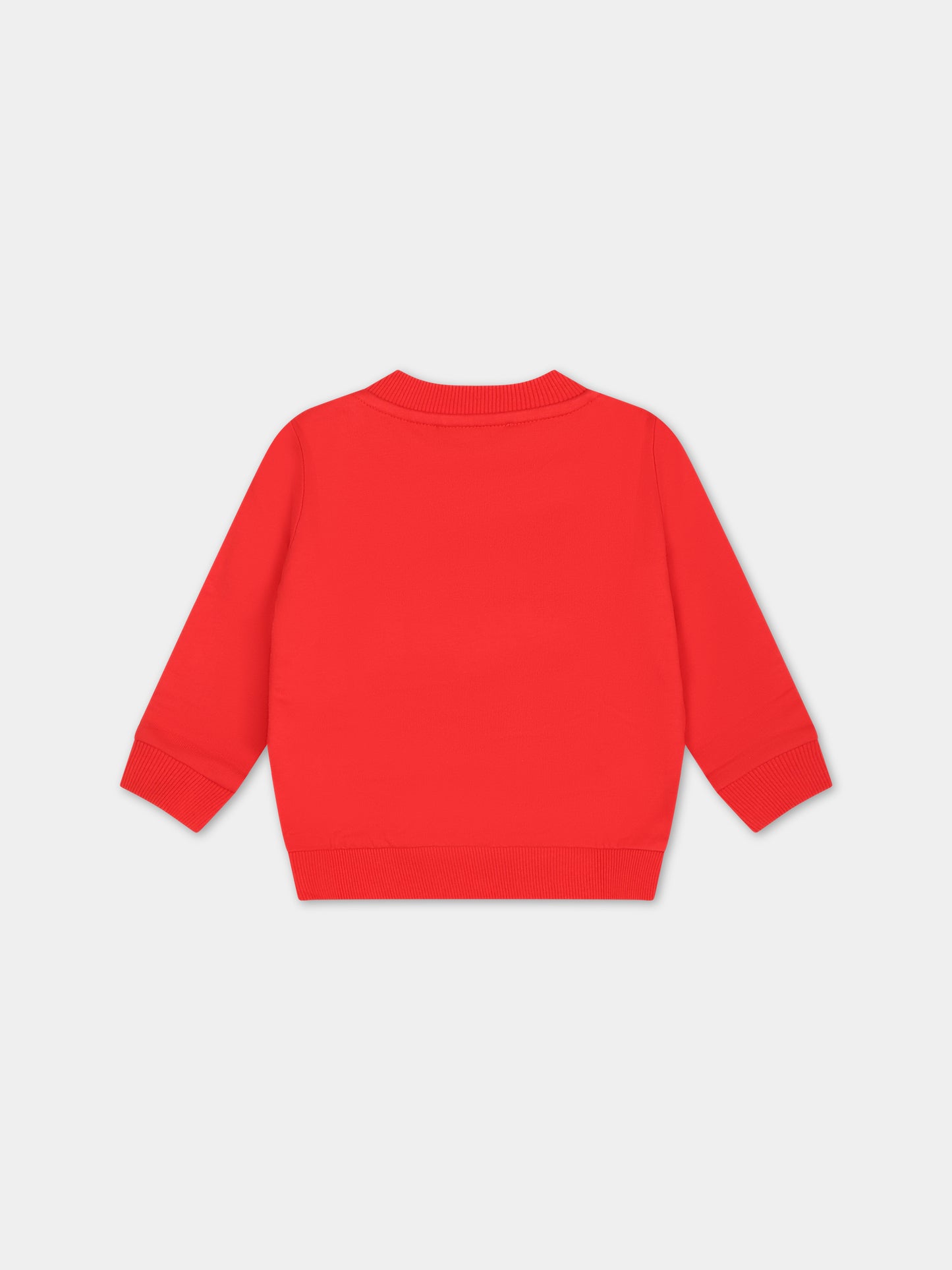 Felpa rossa per neonati con Teddy Bears e logo,Moschino Kids,MSF04Q LCA60 50109