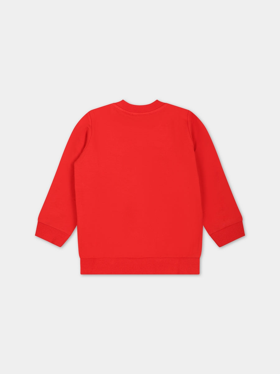 Felpa rossa per neonati con Teddy Bear e logo,Moschino Kids,MPF04Q LDA17 50109