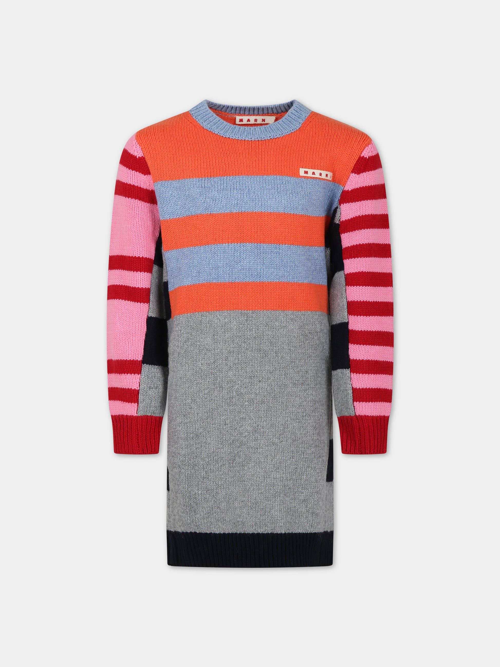 Vestito multicolor per bambina con logo,Marni Kids,M00906 0M428