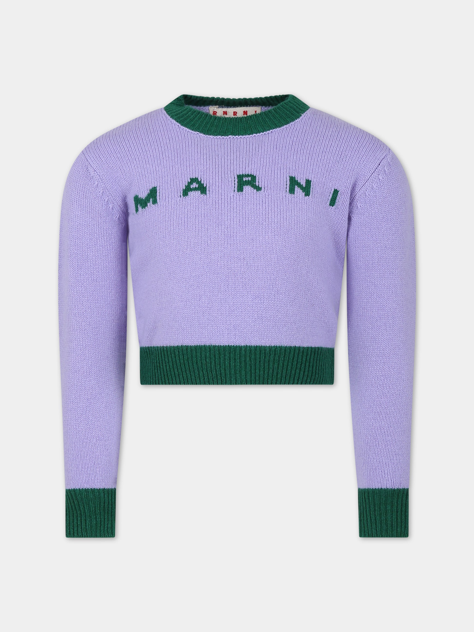Maglione viola per bambina con logo,Marni Kids,M00993 0M604