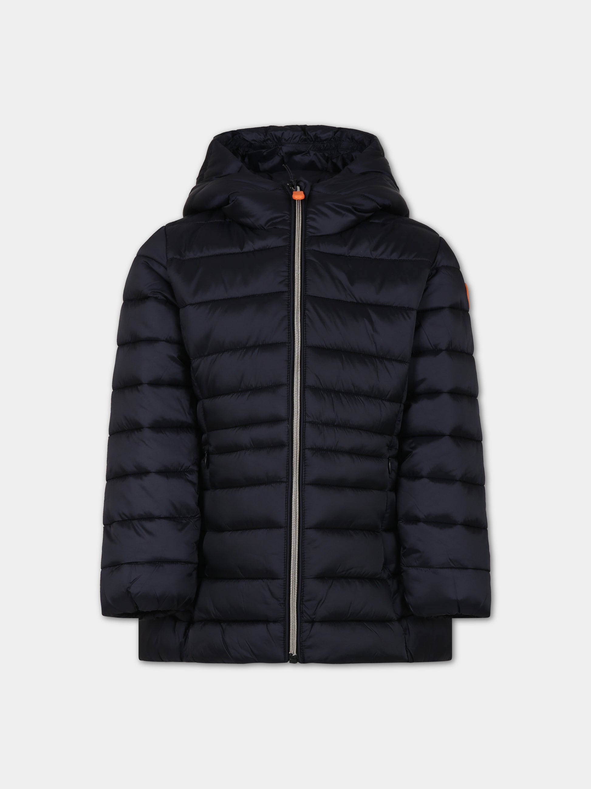 Piumino nero per bambina con logo,Save The Duck Kids,J47300G IRIS17 10000