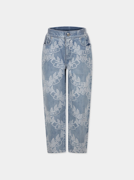 Jeans celeste per bambino con logo,Burberry Kids,8069414