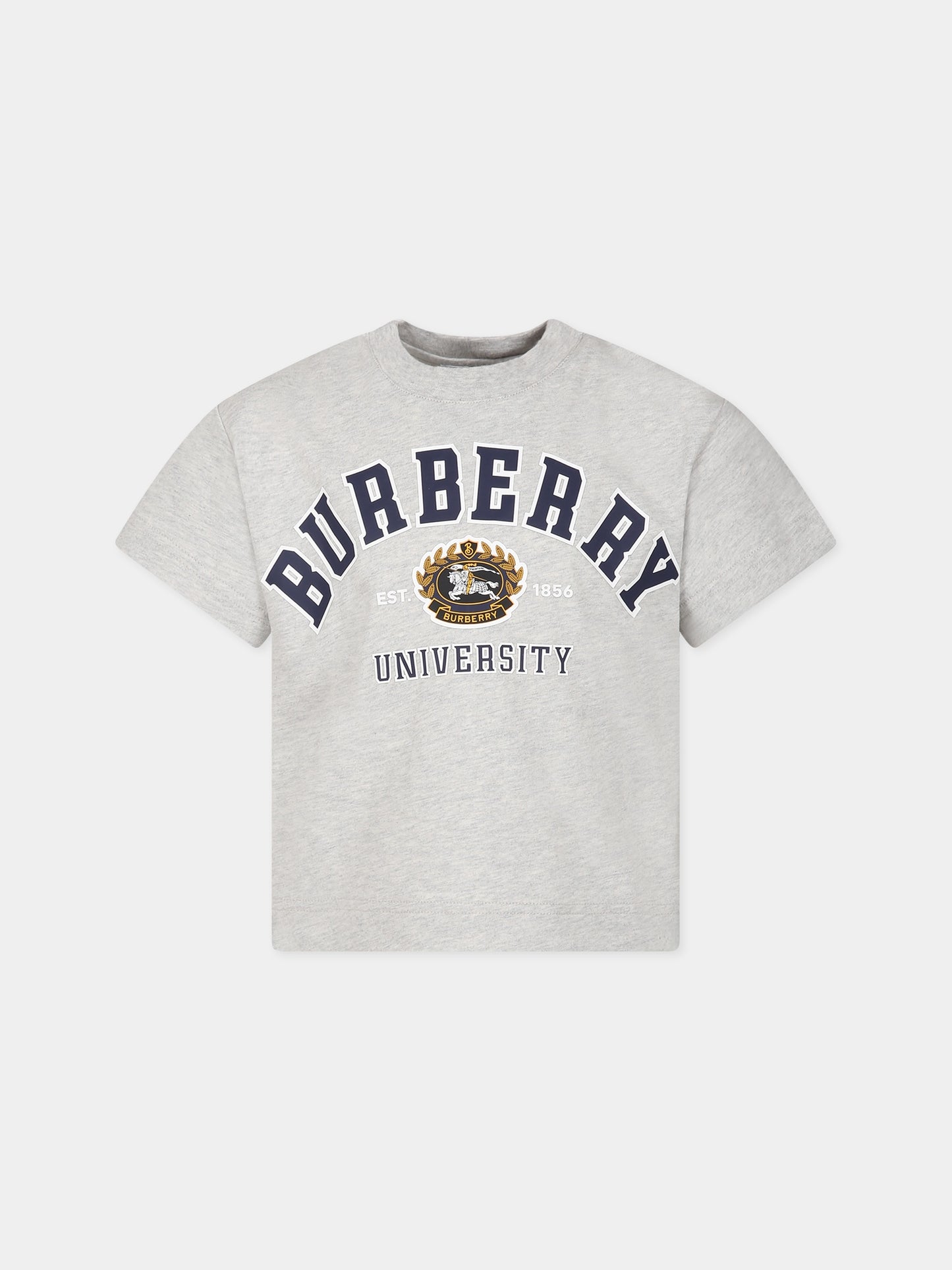 T-shirt grigia per bambino con logo e stampa,Burberry Kids,8069356