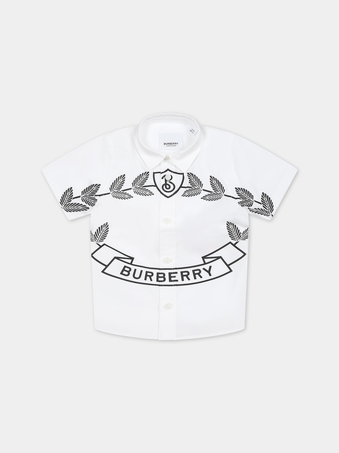 Camicia bianca per neonato con logo,Burberry Kids,8072736
