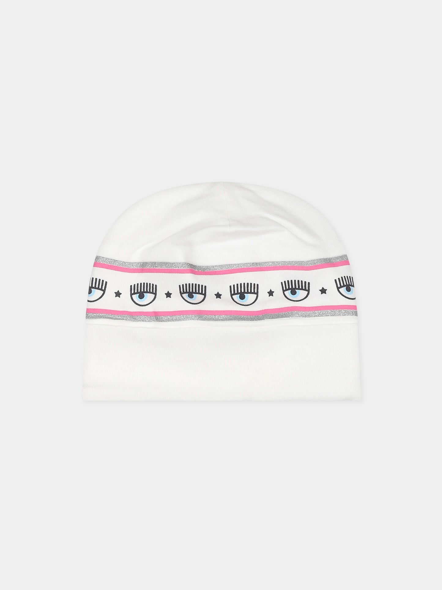 Cappello bianco per neonata con eyestar,Chiara Ferragni Collection,55B001 2004 0001