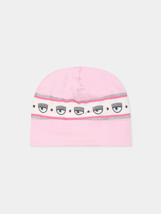 Cappello rosa per neonata con eyestar,Chiara Ferragni Collection,55B001 2004 090F