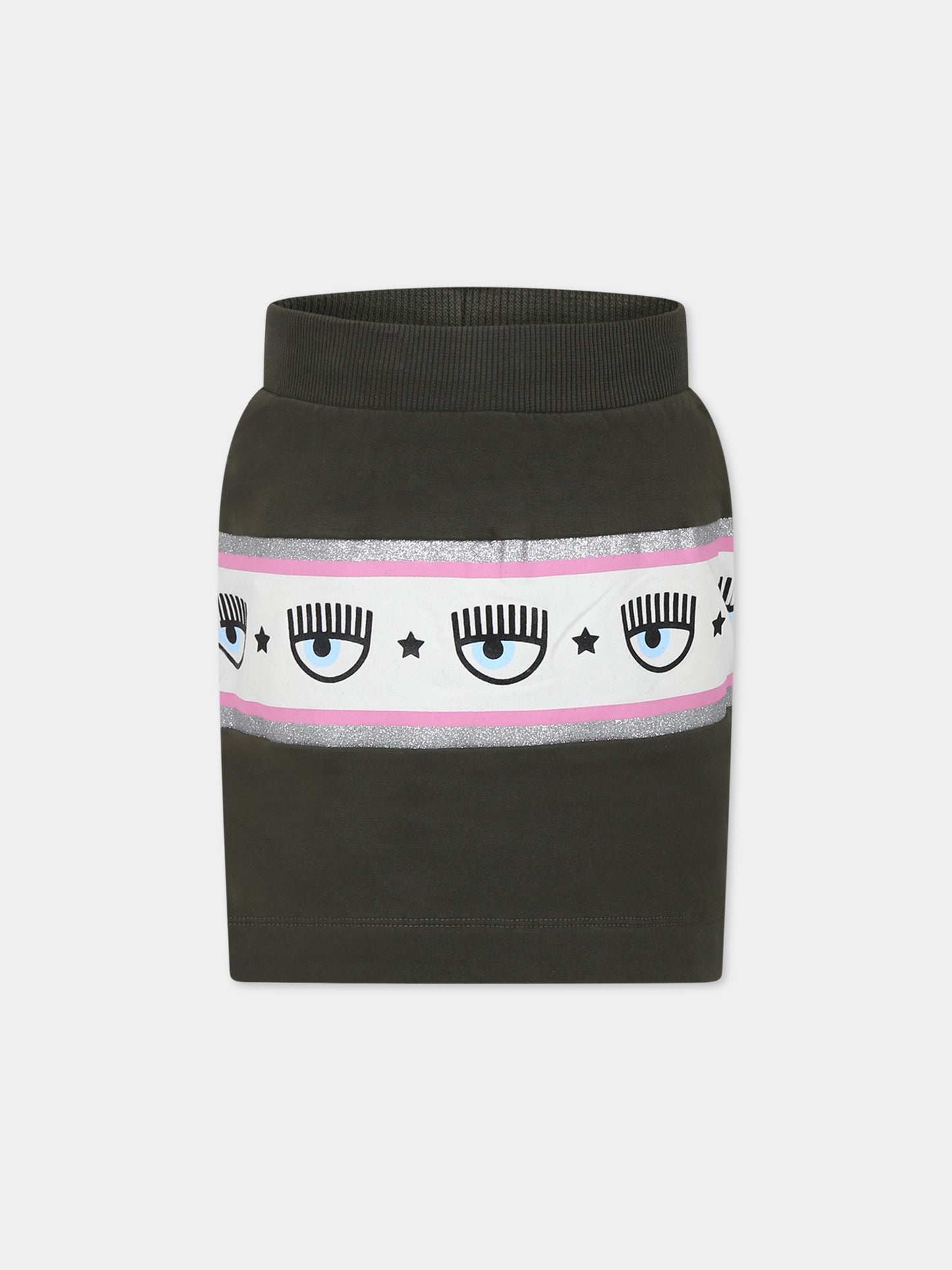 Gonna verde per bambina con eyes flirting,Chiara Ferragni Collection,59B700 2010 007F