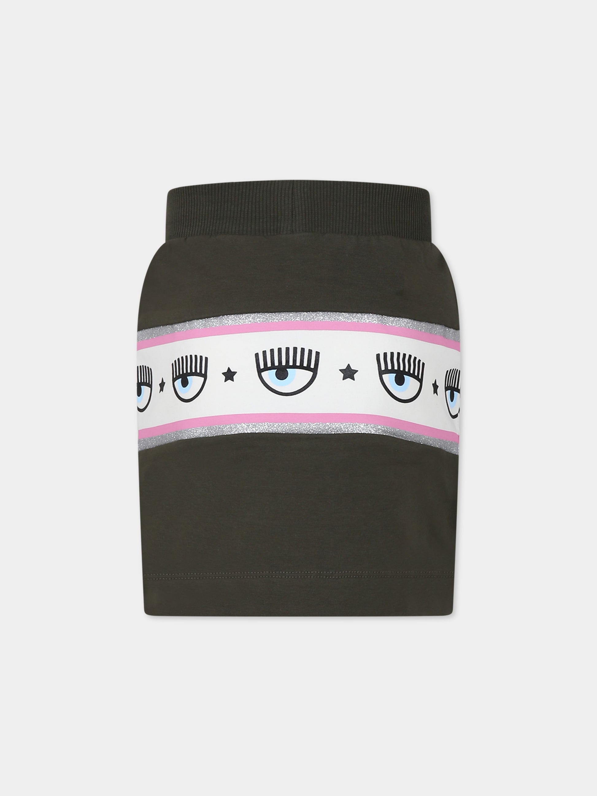 Gonna verde per bambina con eyes flirting,Chiara Ferragni Collection,59B700 2010 007F
