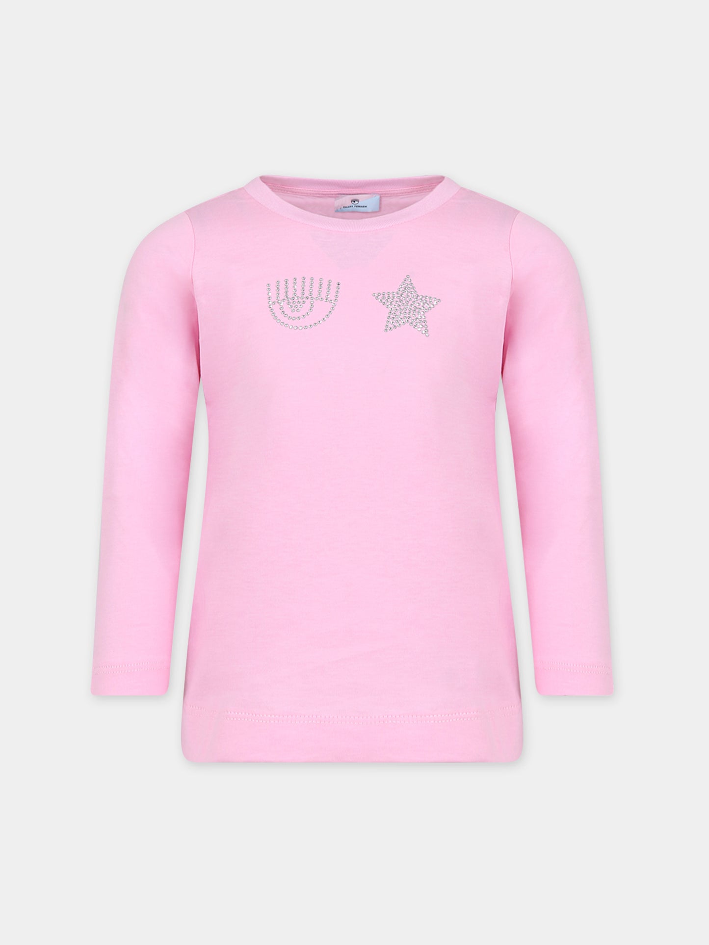 T-shirt rosa per bambina con eyestar,Chiara Ferragni Collection,51B620 2206 067F