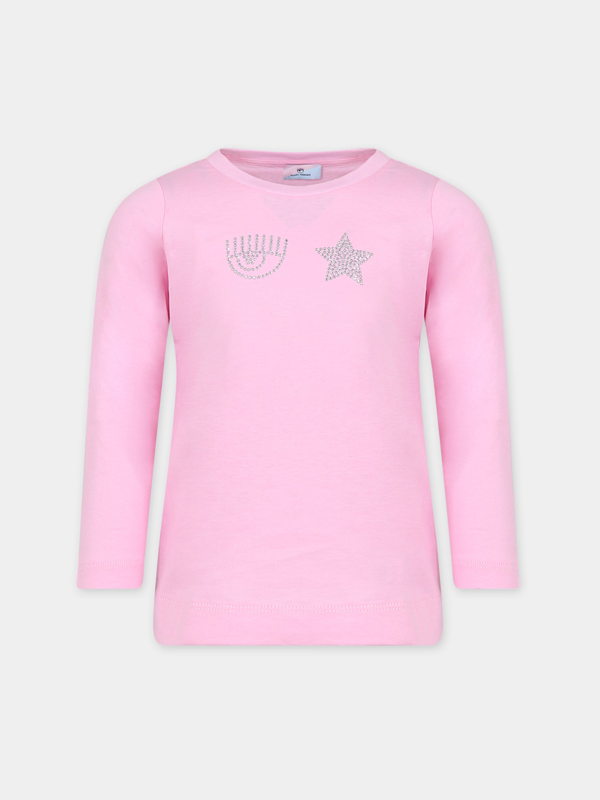 T-shirt rosa per bambina con eyestar,Chiara Ferragni Collection,51B620 2206 067F