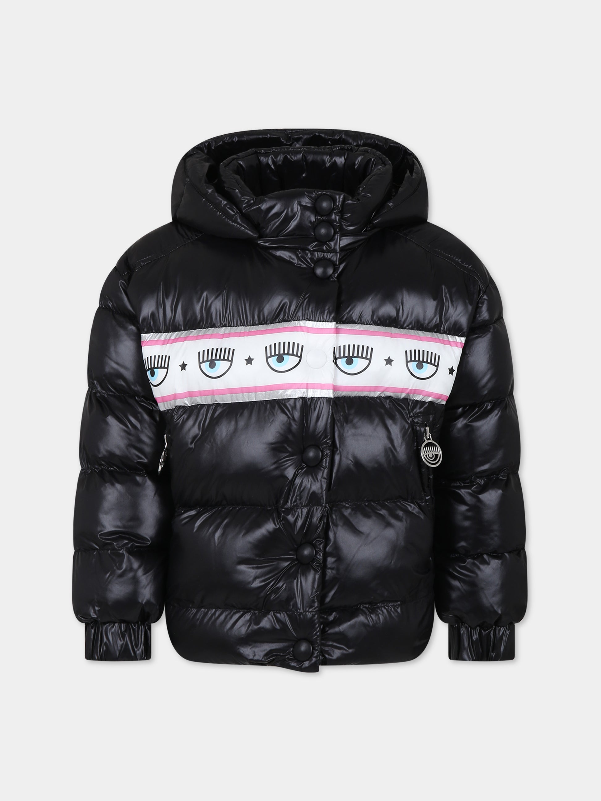 Piumino nero per bambina con eyes flirting,Chiara Ferragni Collection,51B100 2420 0050