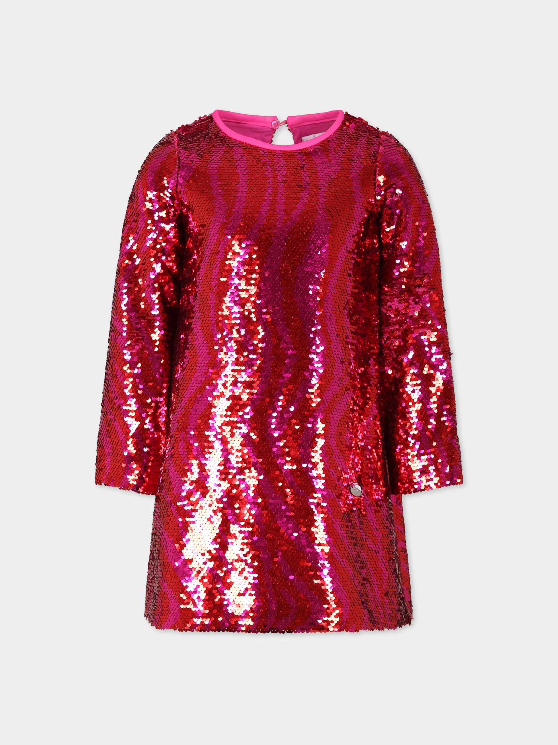 Vestito rosso per bambina con logo,Chiara Ferragni Collection,51B908 2901 8841