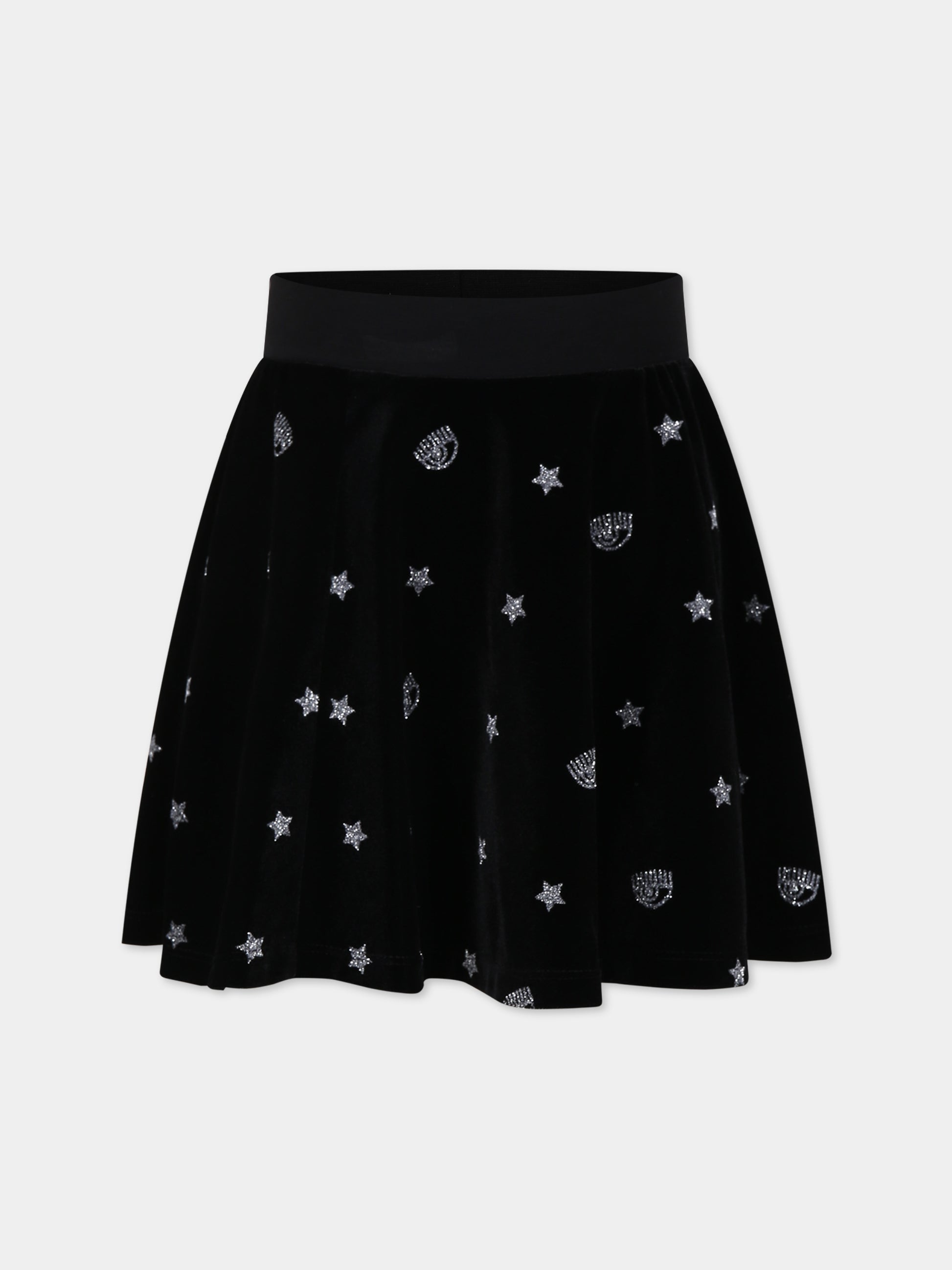 Gonna nera per bambina con eyestar,Chiara Ferragni Collection,51B703 2905 5075