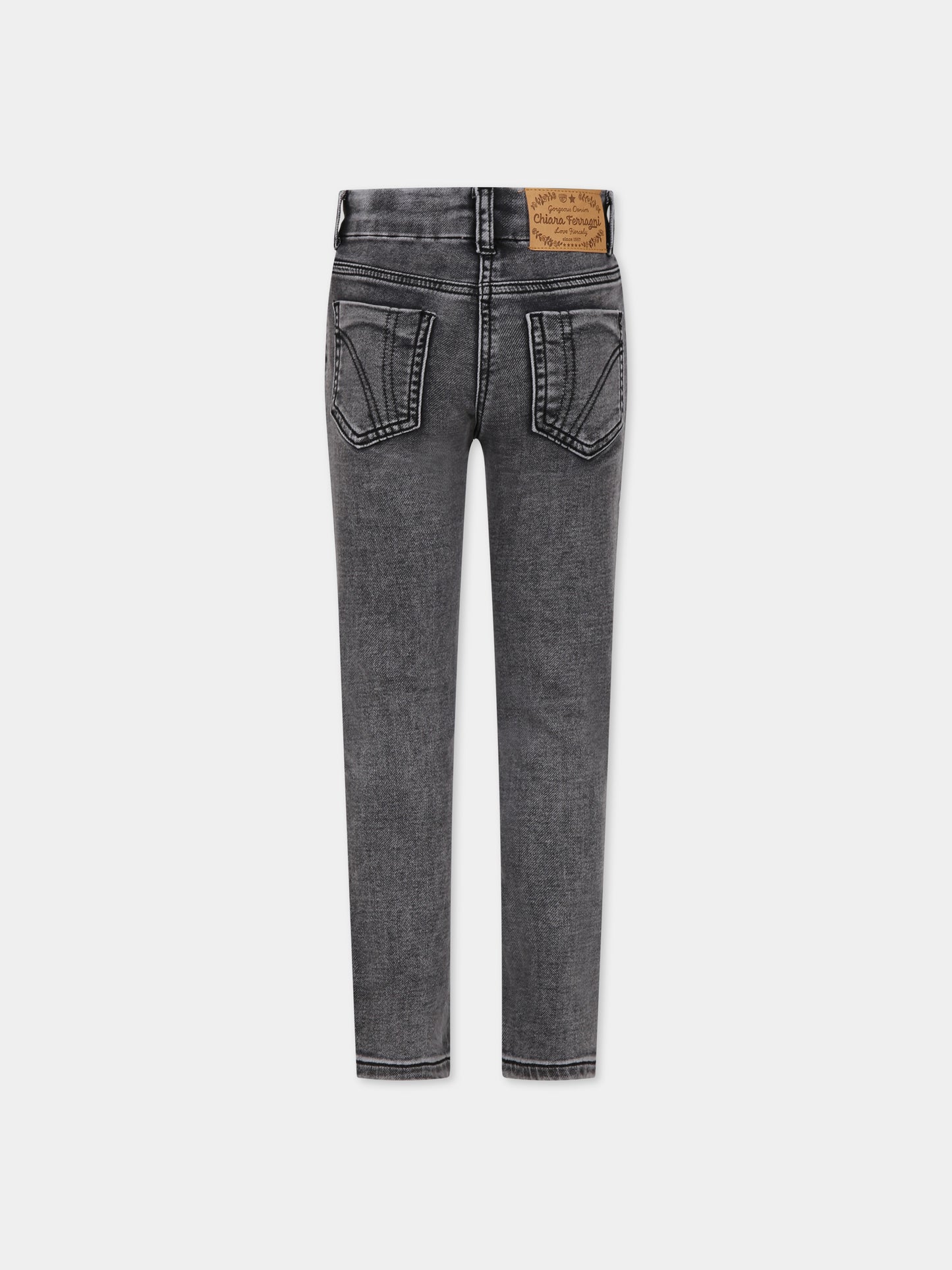 Jeans neri per bambina con eyestar,Chiara Ferragni Collection,59B404 2030 0050