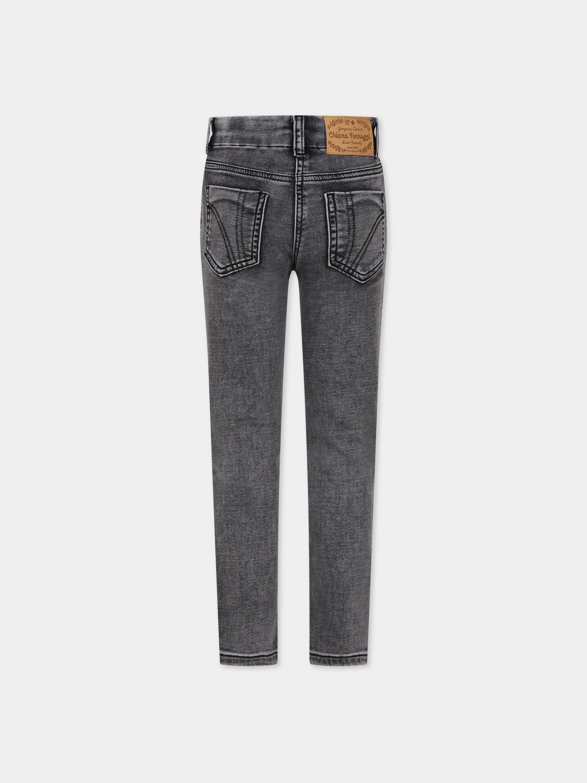 Jeans neri per bambina con eyestar,Chiara Ferragni Collection,59B404 2030 0050