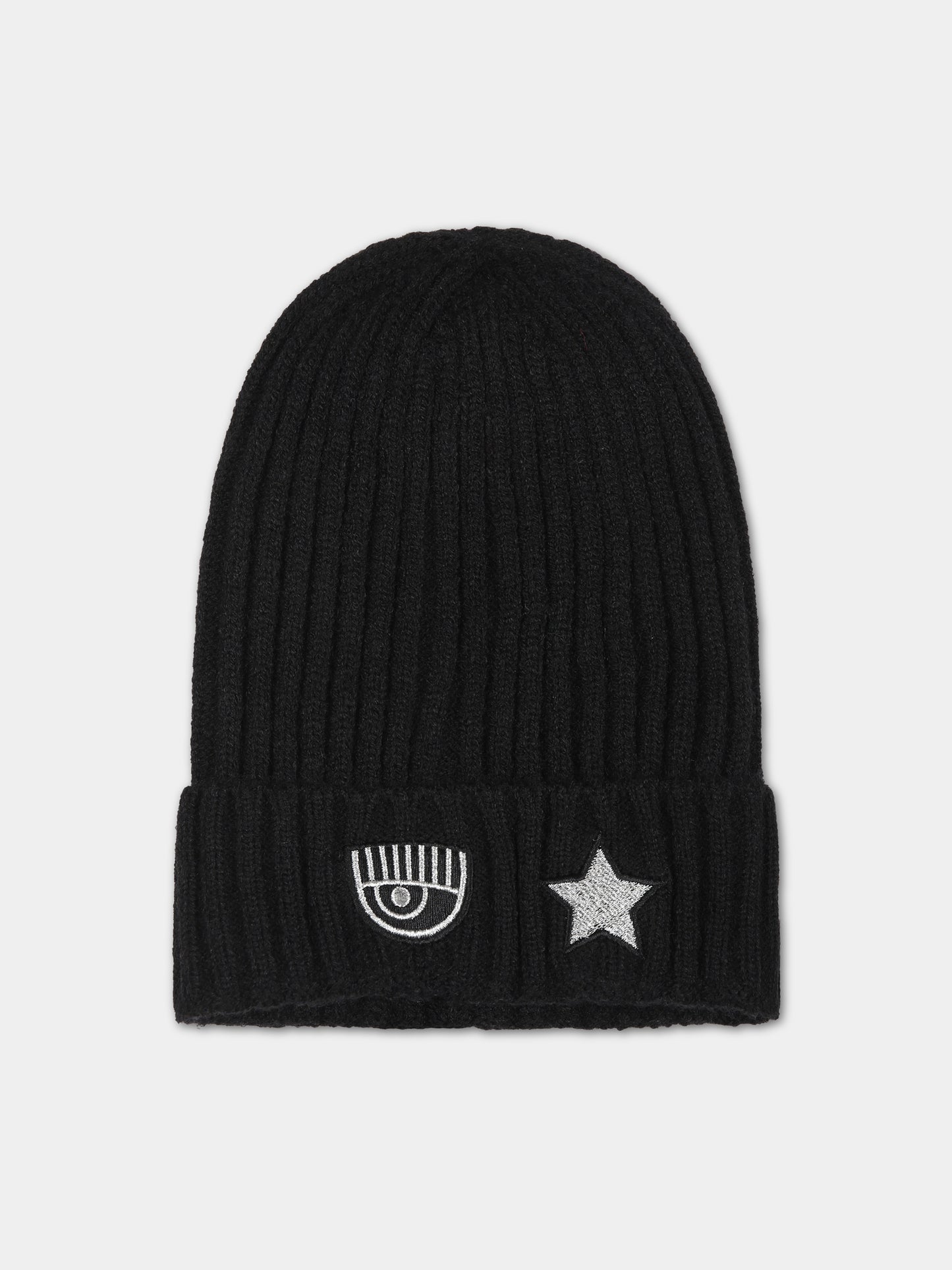 Berretto nero per bambina con eyestar,Chiara Ferragni Collection,59B002 2057 0050