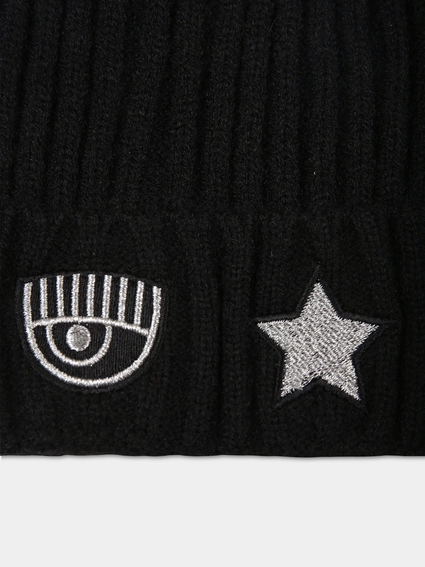 Berretto nero per bambina con eyestar,Chiara Ferragni Collection,59B002 2057 0050