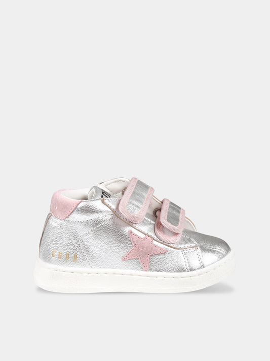 Sneakers June argento per bambina con stella,Golden Goose,GJF00386 F005044 70286