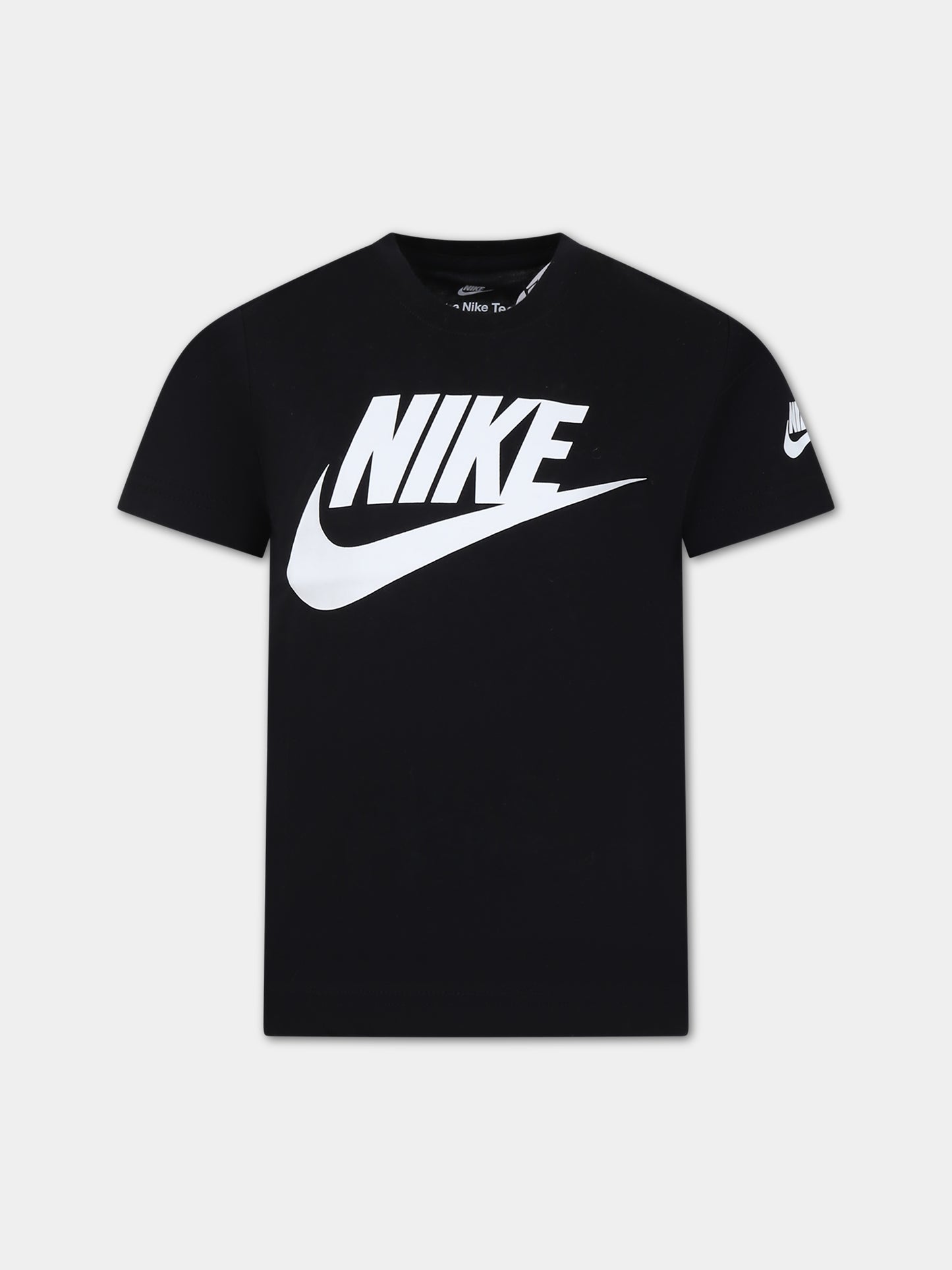 T-shirt nera per bambini con logo,Nike,86J575 K25