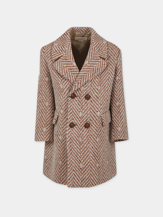 Cappotto marrone per bambino con logo,Gucci Kids,737806 XWAXY 2339