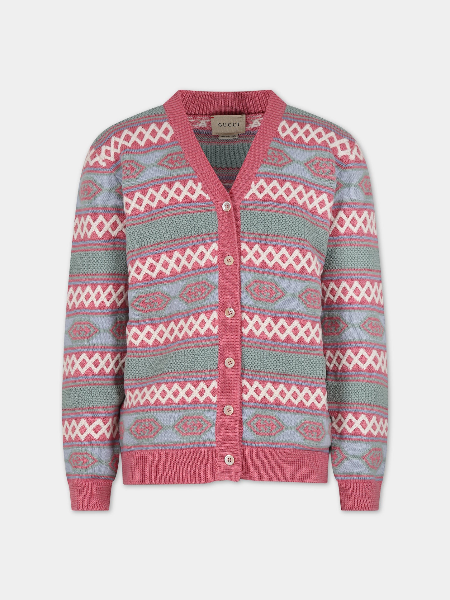 Cardigan rosa per bambina con doppia G,Gucci Kids,742208 XKDEP 5152
