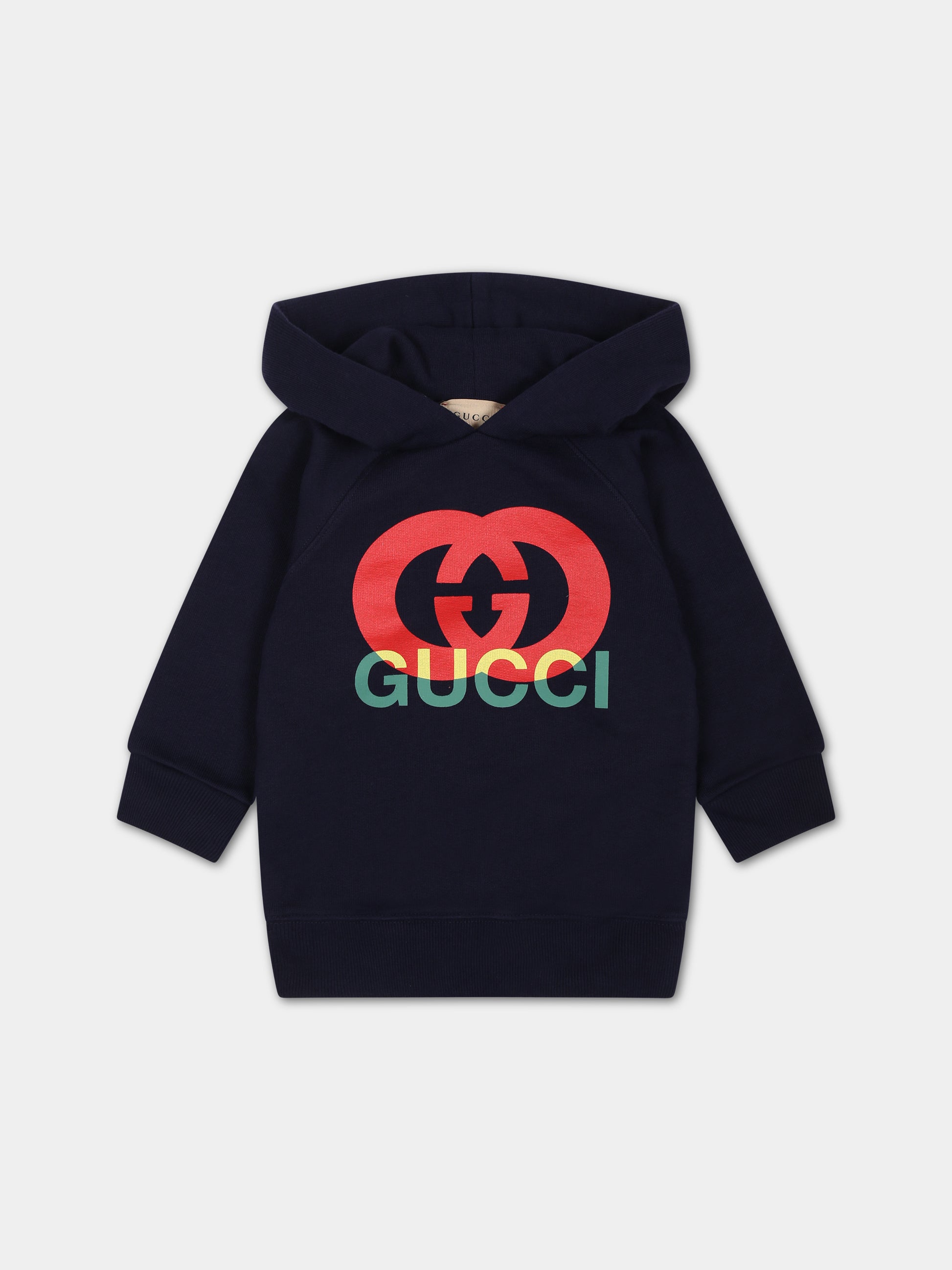 Felpa blu con GG per neonati,Gucci Kids,747750 XJFVT 4392