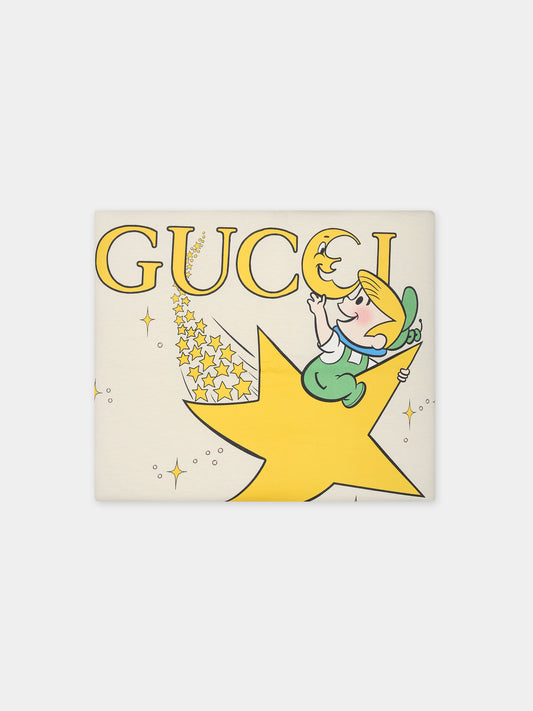 Coperta avorio per neonati con logo e stampa I pronipoti,Gucci Kids,751385 3KAAL 9269