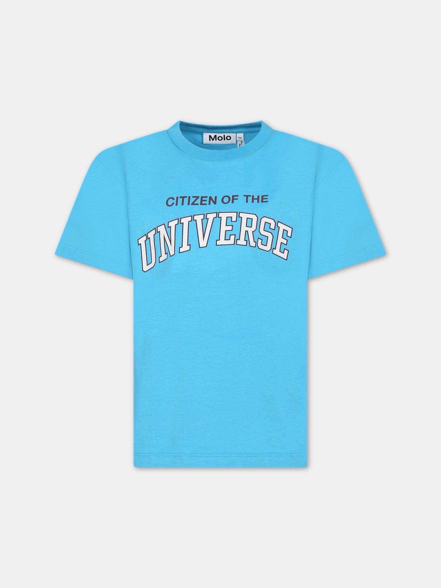 T-shirt azzurra per bambini con scritta,Molo,1W23A203 8804