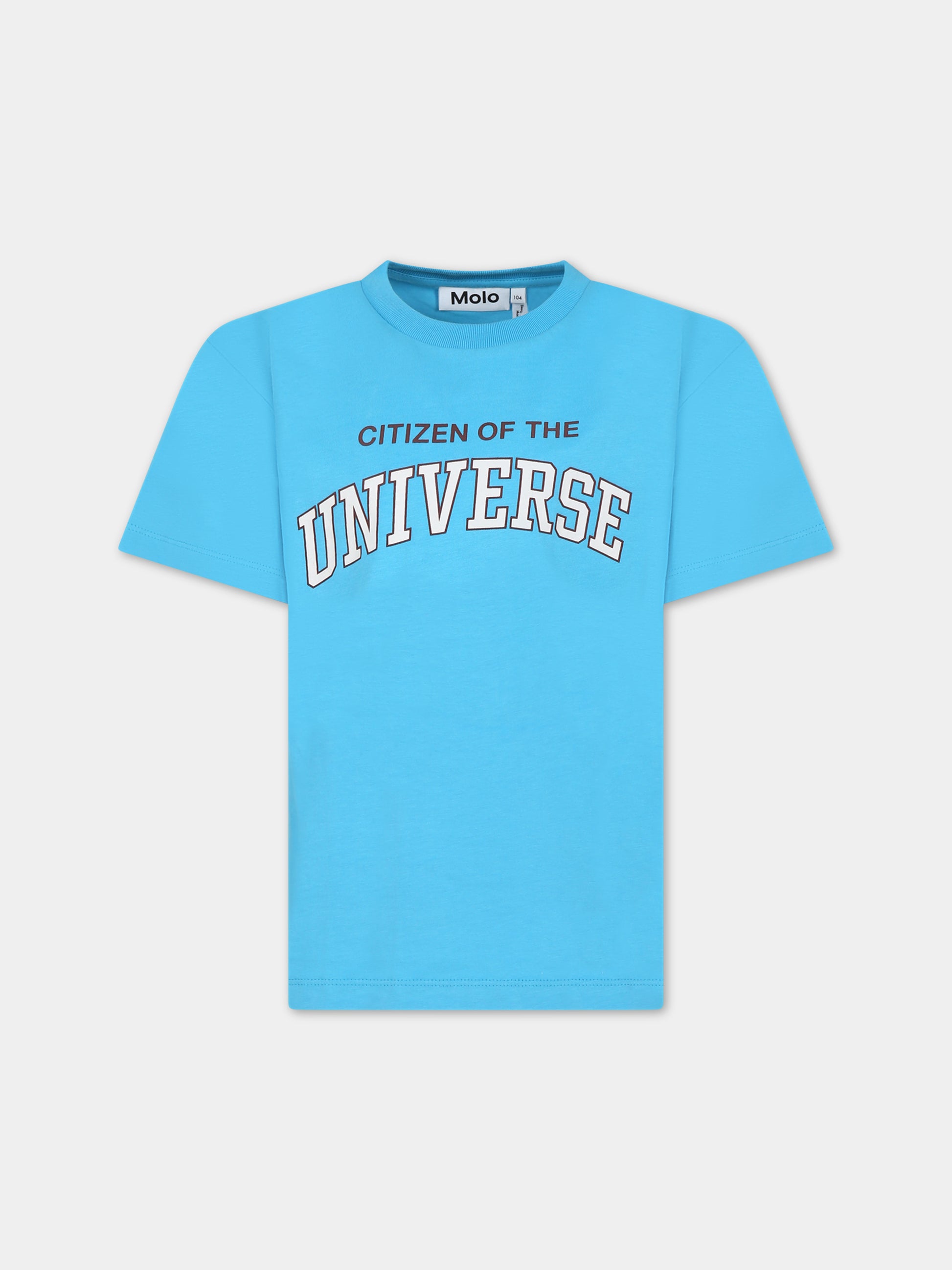 T-shirt azzurra per bambini con scritta,Molo,1W23A203 8804