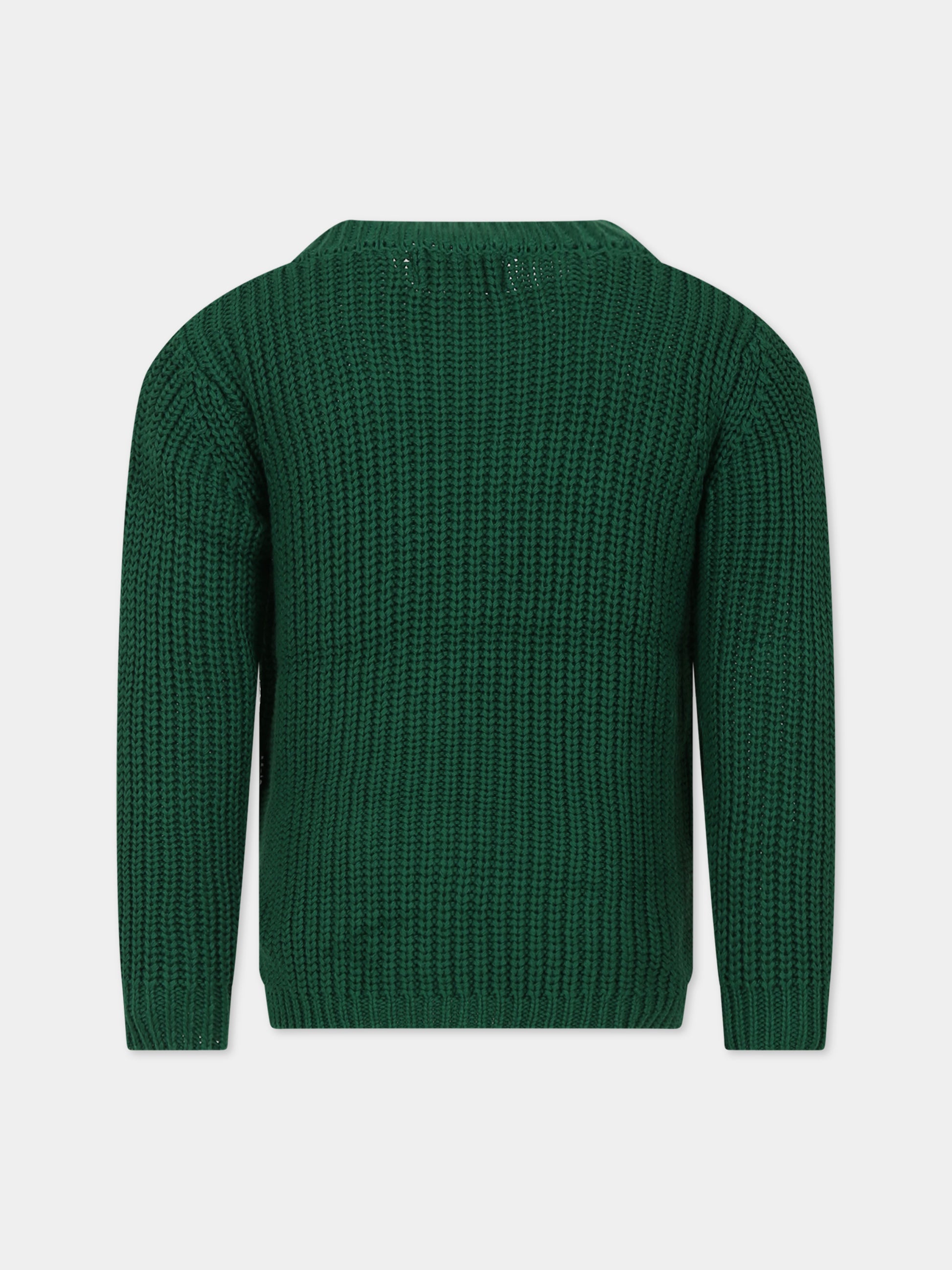 Maglione verde per bambina con logo,Molo,2W23K209 8761