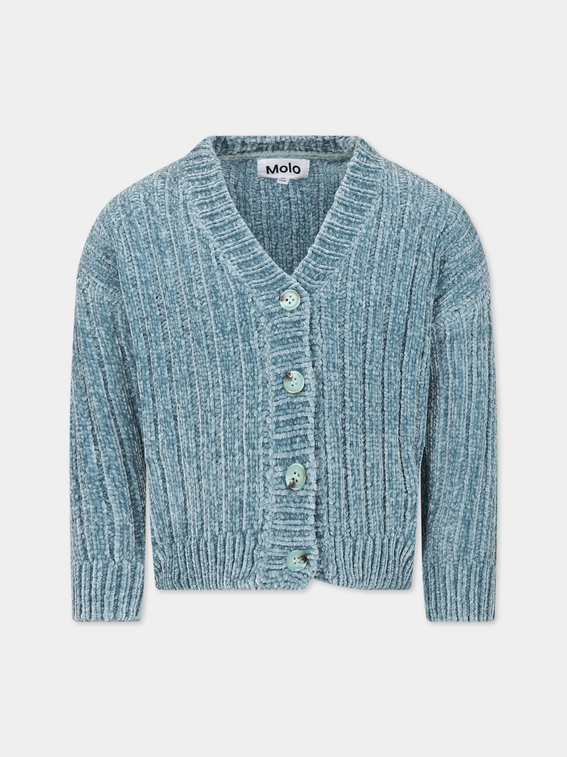 Cardigan celeste per bambina con logo,Molo,2W23K301 8771