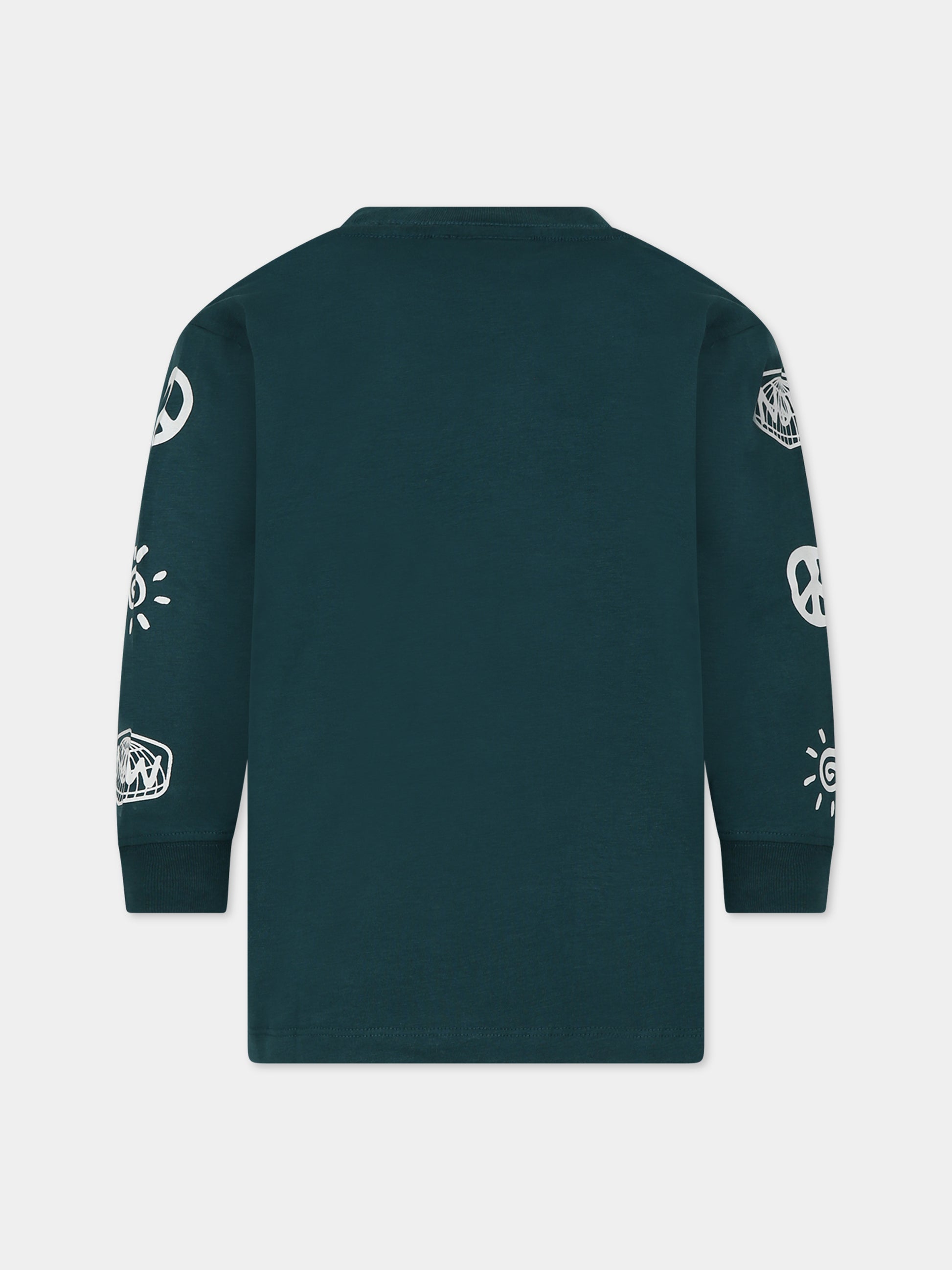 T-shirt verde per bambini con stampe,Molo,6W23A402 3387