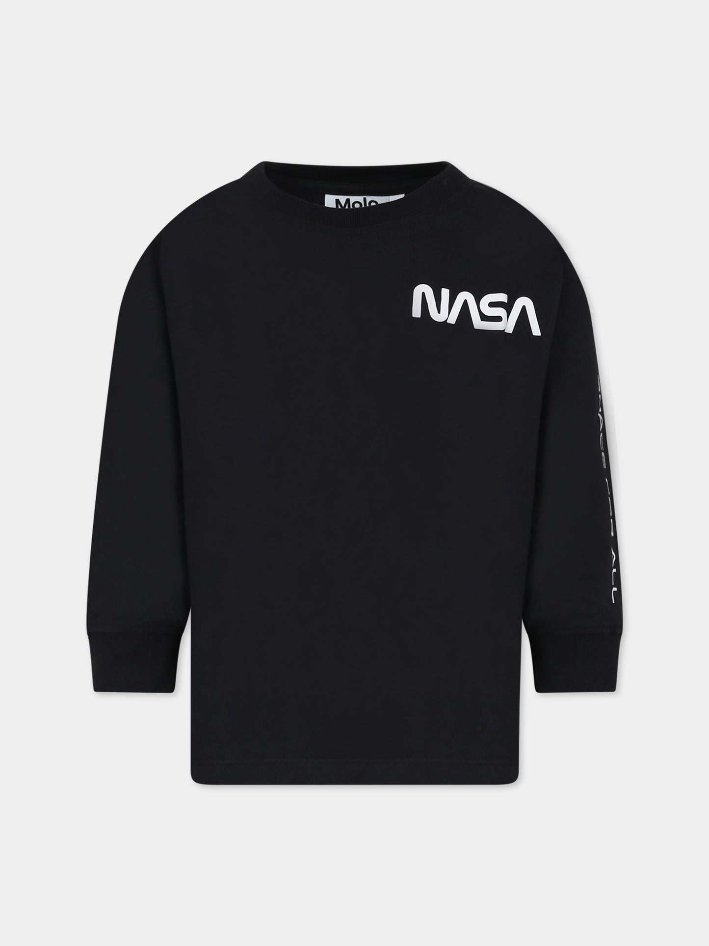 T-shirt nera per bambini con scritta,Molo,6W23A402 0099