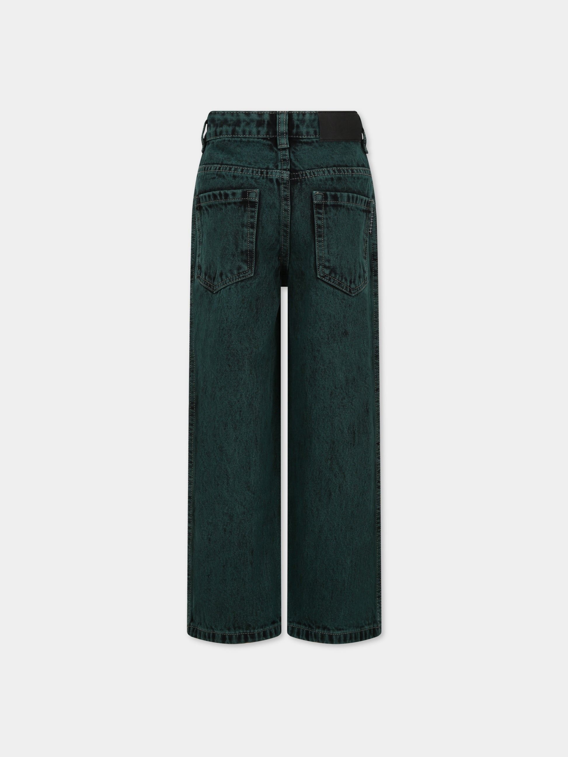 Jeans verdi per bambini con logo,Molo,6W23I102 8819