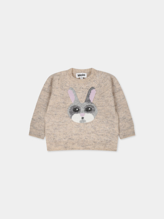 Maglione beige per neonati con coniglio,Molo,6W23K205 8787