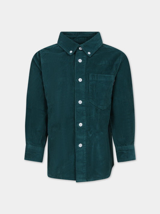 Camicia verde per bambino con logo,Molo,1W23C203 8801