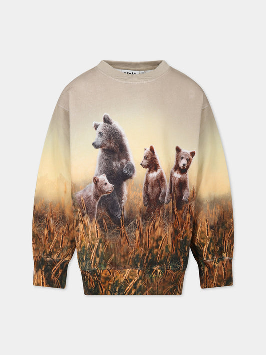 Felpa beige per bambini con orsi,Molo,1W23J206 3360