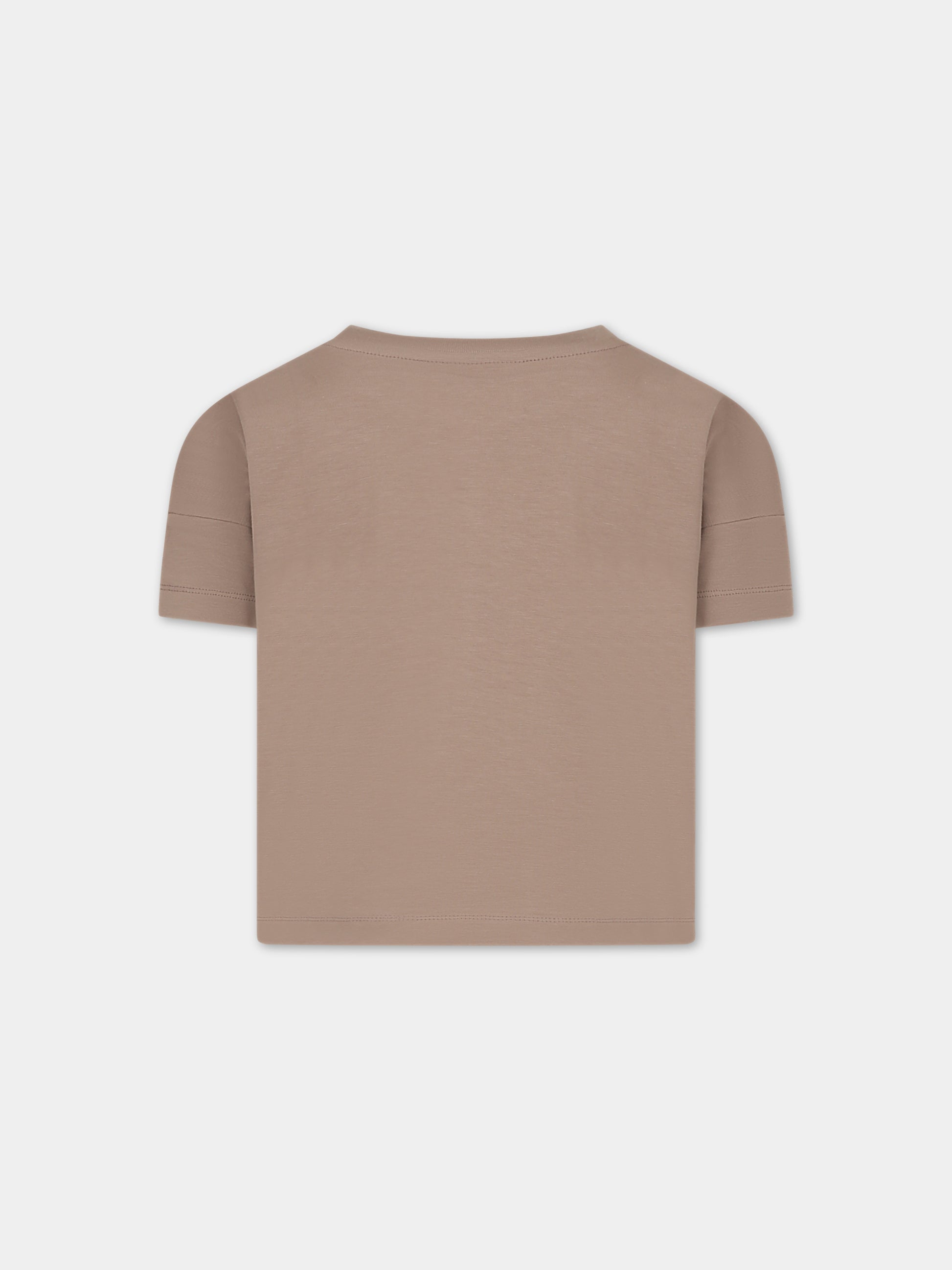 T-shirt beige per bambina con stampa bosco,Molo,2W23A215 3349