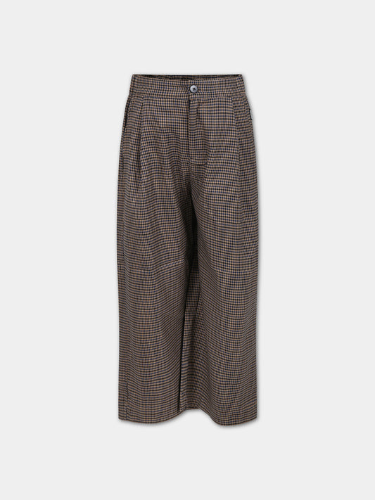 Pantaloni marroni per bambina con pied de poule,Molo,2W23I103 6882