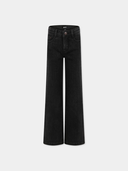 Jeans neri per bambina con logo,Molo,2W23I113 8073