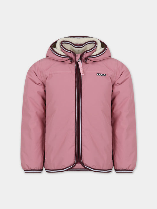 Giubbotto rosa per bambina con logo,Molo,5NOSM308 8544