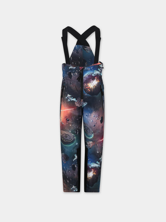 Tuta da neve nera per bambino con stampa spazio,Molo,5W23I301 6850