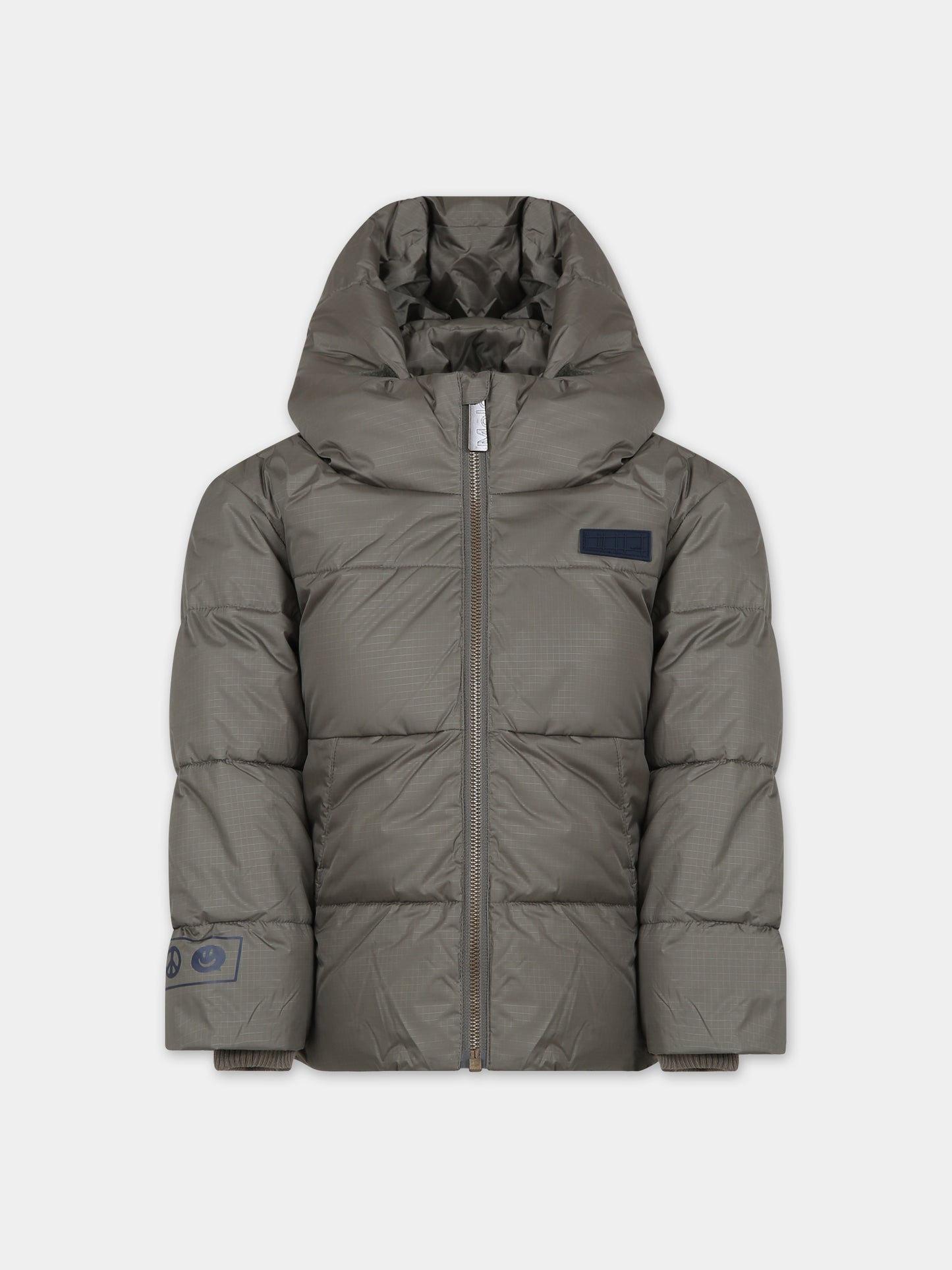 Piumino verde militare per bambini con logo,Molo,5W23M309 8782