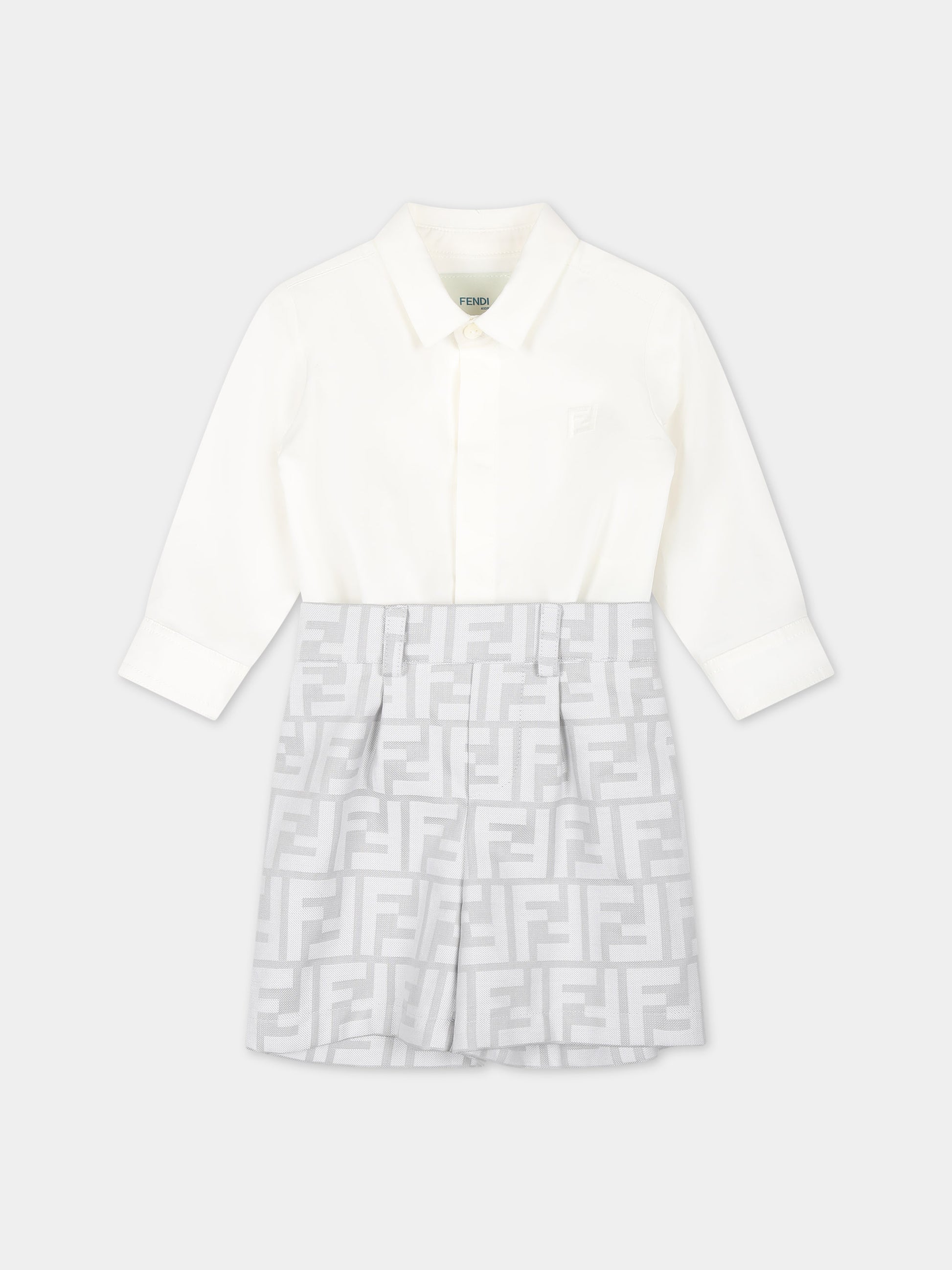 Completo bianco per neonato con iconica doppia F,Fendi Kids,BML141 ALO6 F0RTT